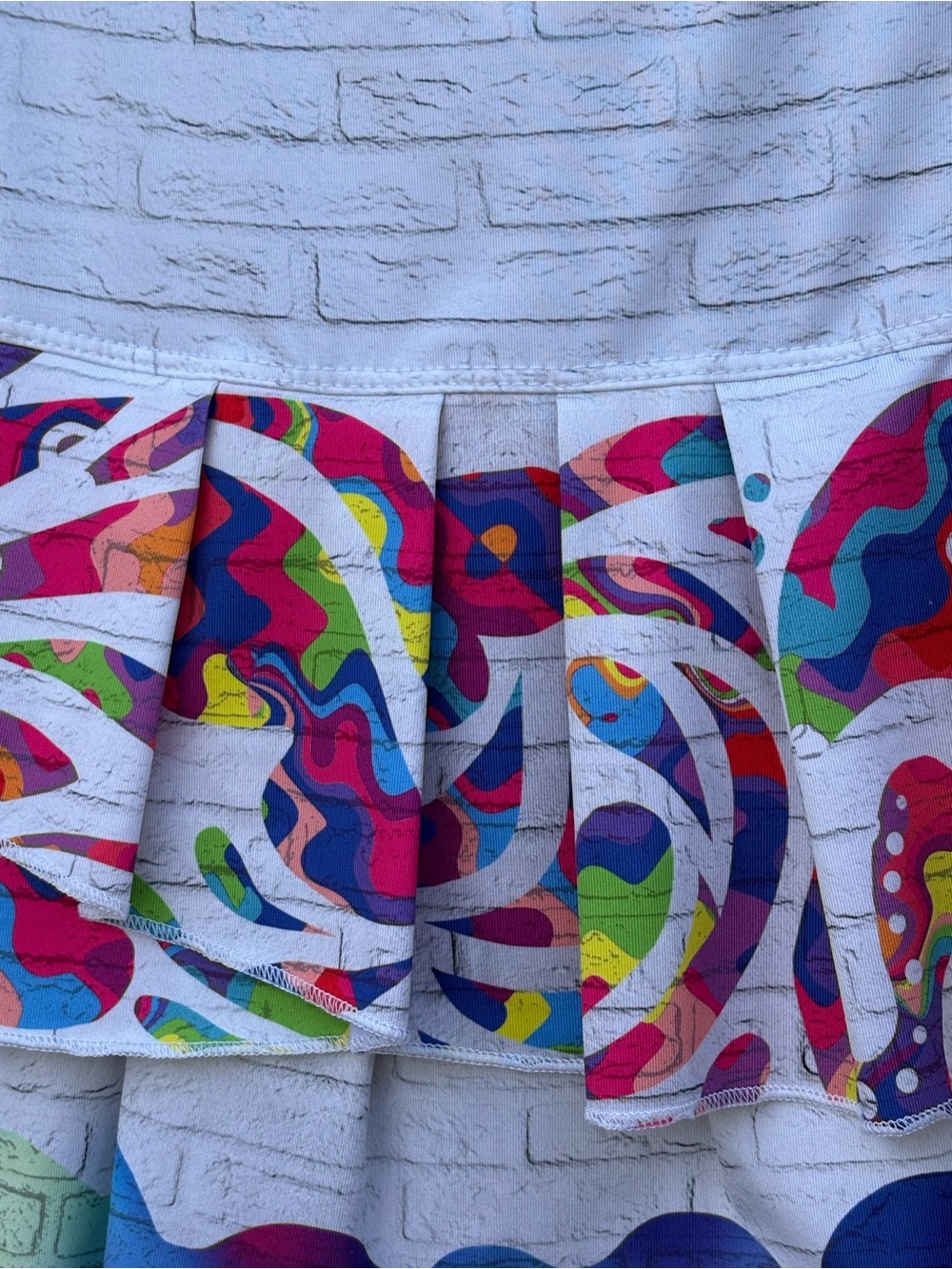 Lucky in Love White Mini Skirt with Multicolor Swirl  Layers - Picture 2 of 4
